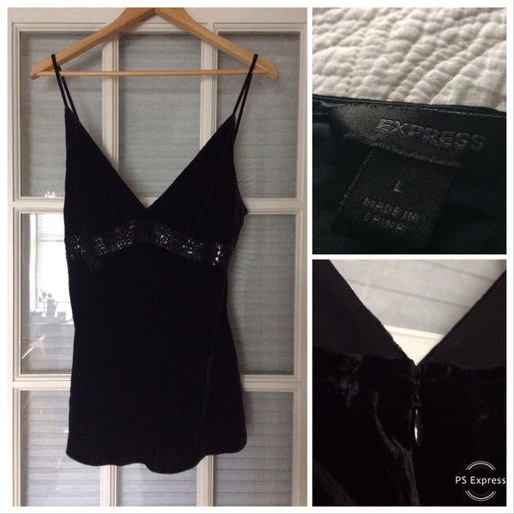 Express Tops - Express Black Velvet Sequin Top 🌻 Sz. L
